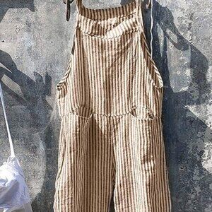 Striped Overall in Linen and Cotton